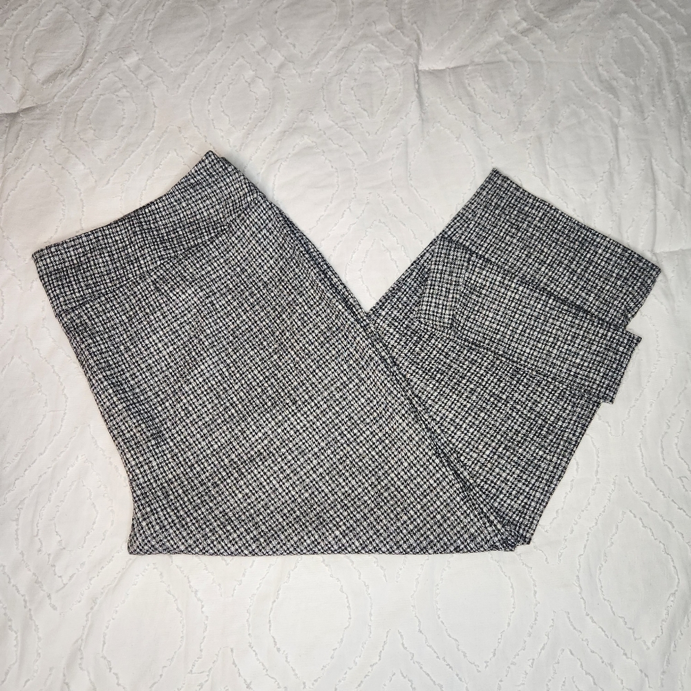 Zac & Rachel Woman Size 24W Black White Plaid Rayon Nylon High Rise Ankle Pants